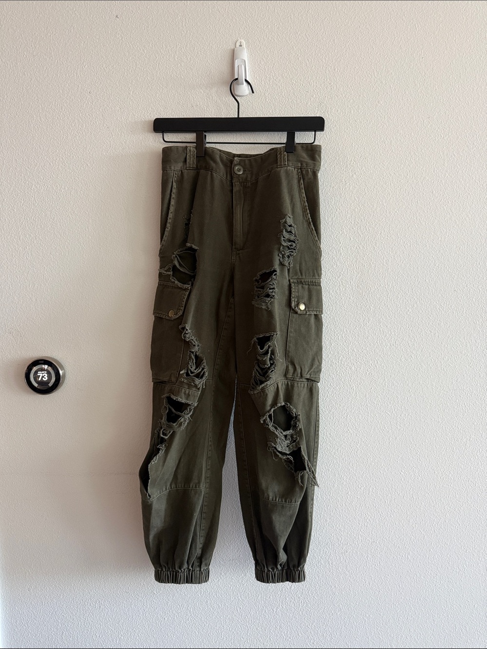 CARMAR Olive Green Distressed Cargo Jogger Pants